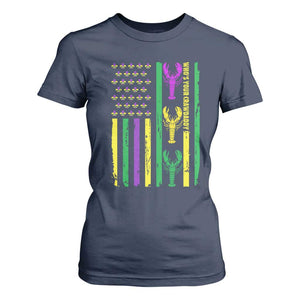 Funny Mardi Gras Crawfish T Shirt For Women Whos Your Crawdaddy USA American Flag Carnival TS10 Navy Print Your Wear