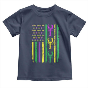 Funny Mardi Gras Crawfish Toddler T Shirt Whos Your Crawdaddy USA American Flag Carnival TS10 Navy Print Your Wear