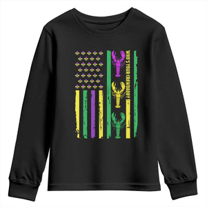 Funny Mardi Gras Crawfish Youth Sweatshirt Whos Your Crawdaddy USA American Flag Carnival TS10 Black Print Your Wear