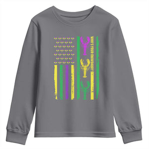 Funny Mardi Gras Crawfish Youth Sweatshirt Whos Your Crawdaddy USA American Flag Carnival TS10 Charcoal Print Your Wear