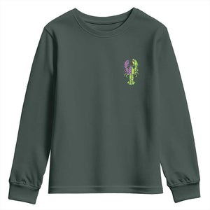 Carnival Mardi Gras USA American Flag Crawfish Pocket Youth Sweatshirt TS10 Dark Forest Green Print Your Wear