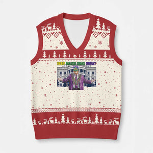 Trump Mardi Gras V-Neck Knit Sweater Vest Carnival New Orleans Trip Parade Outfit TS10 Beige Red Print Your Wear