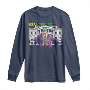 Trump Mardi Gras Long Sleeve Shirt Carnival New Orleans Trip Parade Outfit TS10 Navy Print Your Wear