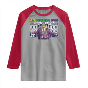 Trump Mardi Gras Raglan Shirt Carnival New Orleans Trip Parade Outfit TS10 Sport Gray Red Print Your Wear