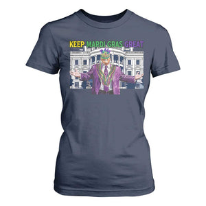 Trump Mardi Gras T Shirt For Women Carnival New Orleans Trip Parade Outfit TS10 Navy Print Your Wear
