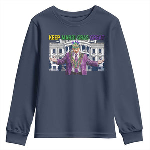 Trump Mardi Gras Youth Sweatshirt Carnival New Orleans Trip Parade Outfit TS10 Navy Print Your Wear