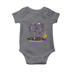 Funny Mardi Gras Baby Onesie Dancing Skeleton Let The Shenanigans Begin TS10 Charcoal Print Your Wear