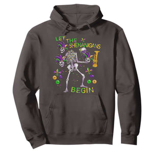 Funny Mardi Gras Hoodie Let The Shenanigans Begin Juggling Skeleton TS10 Dark Chocolate Print Your Wear