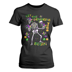 Funny Mardi Gras T Shirt For Women Let The Shenanigans Begin Juggling Skeleton TS10 Black Print Your Wear