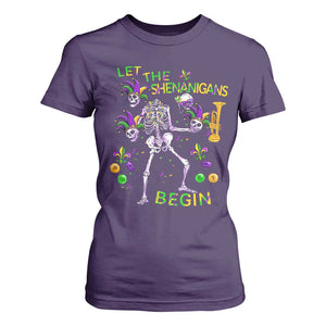 Funny Mardi Gras T Shirt For Women Let The Shenanigans Begin Juggling Skeleton TS10 Purple Print Your Wear