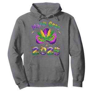 Happy Mardi Gras 2025 Hoodie Masquerade Mask Carnival New Orleans Trip TS10 Charcoal Print Your Wear