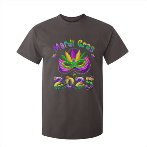 Happy Mardi Gras 2025 T Shirt For Kid Masquerade Mask Carnival New Orleans Trip TS10 Dark Chocolate Print Your Wear