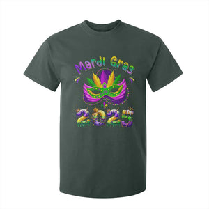 Happy Mardi Gras 2025 T Shirt For Kid Masquerade Mask Carnival New Orleans Trip TS10 Dark Forest Green Print Your Wear