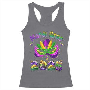 Happy Mardi Gras 2025 Racerback Tank Top Masquerade Mask Carnival New Orleans Trip TS10 Charcoal Print Your Wear