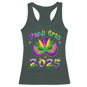 Happy Mardi Gras 2025 Racerback Tank Top Masquerade Mask Carnival New Orleans Trip TS10 Dark Forest Green Print Your Wear