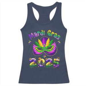 Happy Mardi Gras 2025 Racerback Tank Top Masquerade Mask Carnival New Orleans Trip TS10 Navy Print Your Wear