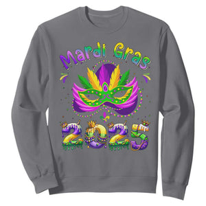 Happy Mardi Gras 2025 Sweatshirt Masquerade Mask Carnival New Orleans Trip TS10 Charcoal Print Your Wear