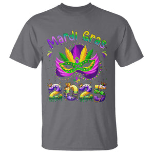 Happy Mardi Gras 2025 T Shirt Masquerade Mask Carnival New Orleans Trip TS10 Charcoal Print Your Wear