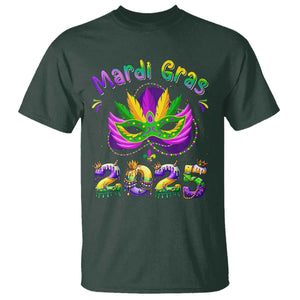 Happy Mardi Gras 2025 T Shirt Masquerade Mask Carnival New Orleans Trip TS10 Dark Forest Green Print Your Wear