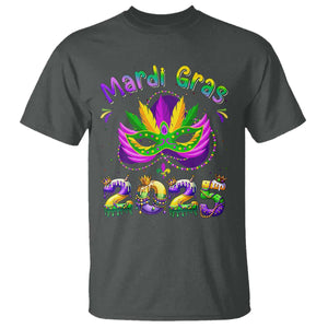 Happy Mardi Gras 2025 T Shirt Masquerade Mask Carnival New Orleans Trip TS10 Dark Heather Print Your Wear
