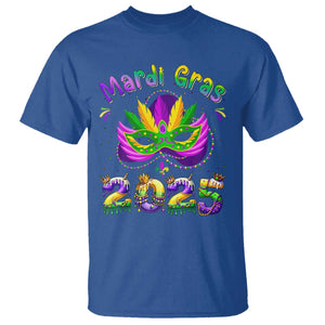 Happy Mardi Gras 2025 T Shirt Masquerade Mask Carnival New Orleans Trip TS10 Royal Blue Print Your Wear