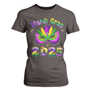 Happy Mardi Gras 2025 T Shirt For Women Masquerade Mask Carnival New Orleans Trip TS10 Dark Chocolate Print Your Wear