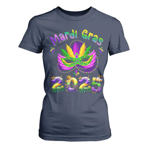 Happy Mardi Gras 2025 T Shirt For Women Masquerade Mask Carnival New Orleans Trip TS10 Navy Print Your Wear