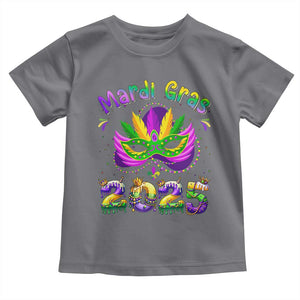 Happy Mardi Gras 2025 Toddler T Shirt Masquerade Mask Carnival New Orleans Trip TS10 Charcoal Print Your Wear