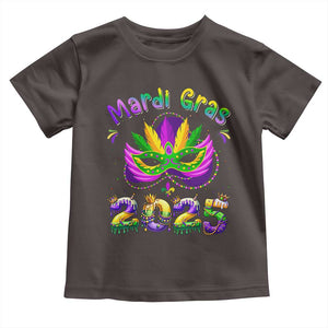 Happy Mardi Gras 2025 Toddler T Shirt Masquerade Mask Carnival New Orleans Trip TS10 Dark Chocolate Print Your Wear