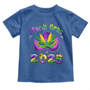 Happy Mardi Gras 2025 Toddler T Shirt Masquerade Mask Carnival New Orleans Trip TS10 Royal Blue Print Your Wear