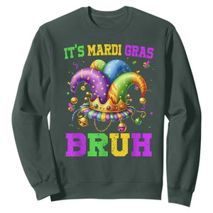 Bruh Mardi Gras Sweatshirt Jester Outfit Teens Boys Kids Mardi Gras TS10 Dark Forest Green Print Your Wear