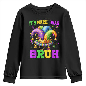 Bruh Mardi Gras Youth Sweatshirt Jester Outfit Teens Boys Kids Mardi Gras TS10 Black Print Your Wear