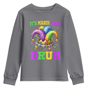 Bruh Mardi Gras Youth Sweatshirt Jester Outfit Teens Boys Kids Mardi Gras TS10 Charcoal Print Your Wear