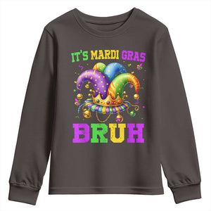 Bruh Mardi Gras Youth Sweatshirt Jester Outfit Teens Boys Kids Mardi Gras TS10 Dark Chocolate Print Your Wear