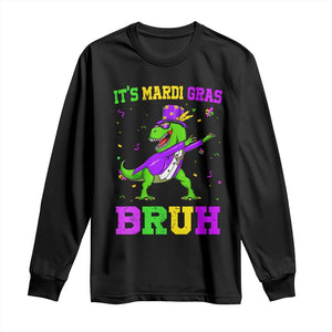 Bruh Mardi Gras Long Sleeve Shirt Dinosaur Meme New Orleans Party Custume Beads TS10 Black Print Your Wear