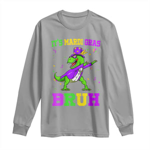 Bruh Mardi Gras Long Sleeve Shirt Dinosaur Meme New Orleans Party Custume Beads TS10 Sport Gray Print Your Wear