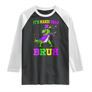 Bruh Mardi Gras Raglan Shirt Dinosaur Meme New Orleans Party Custume Beads TS10 Black White Print Your Wear