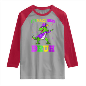 Bruh Mardi Gras Raglan Shirt Dinosaur Meme New Orleans Party Custume Beads TS10 Sport Gray Red Print Your Wear