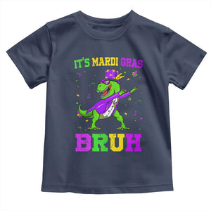 Bruh Mardi Gras Toddler T Shirt Dinosaur Meme New Orleans Party Custume Beads TS10 Navy Print Your Wear