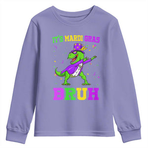 Bruh Mardi Gras Youth Sweatshirt Dinosaur Meme New Orleans Party Custume Beads TS10 Violet Print Your Wear