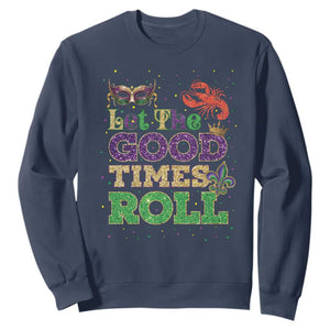 Mardi Gras Sweatshirt Let The Good Times Roll Glitter Print TS10 Navy Print Your Wear