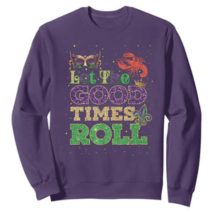 Mardi Gras Sweatshirt Let The Good Times Roll Glitter Print TS10 Purple Print Your Wear