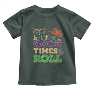 Mardi Gras Toddler T Shirt Let The Good Times Roll Glitter Print TS10 Dark Forest Green Print Your Wear
