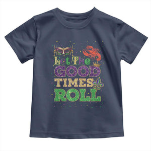 Mardi Gras Toddler T Shirt Let The Good Times Roll Glitter Print TS10 Navy Print Your Wear