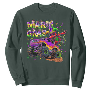 Mardi Gras Sweatshirt Dabbing Crawfish Monster Truck TS10 Dark Forest Green Print Your Wear