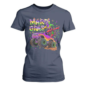 Mardi Gras T Shirt For Women Dabbing Crawfish Monster Truck TS10 Navy Print Your Wear