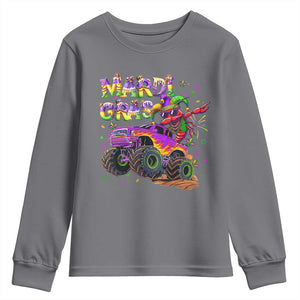 Mardi Gras Youth Sweatshirt Dabbing Crawfish Monster Truck TS10 Charcoal Print Your Wear