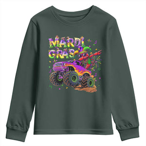 Mardi Gras Youth Sweatshirt Dabbing Crawfish Monster Truck TS10 Dark Forest Green Print Your Wear