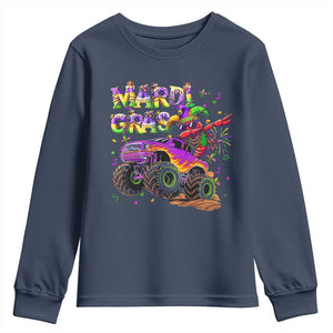 Mardi Gras Youth Sweatshirt Dabbing Crawfish Monster Truck TS10 Navy Print Your Wear