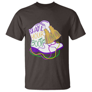Mardi Gras T Shirt Shake Your Bootie Bead Boots TS10 Dark Chocolate Print Your Wear